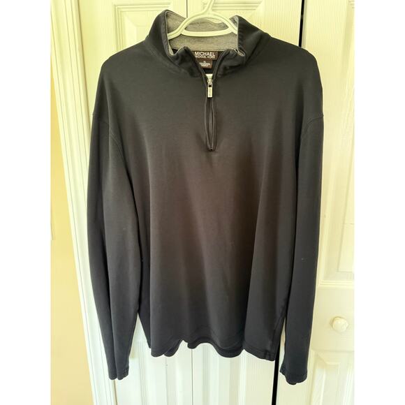 Michael Kors Quarter Zip Cotton Pullover Black Men's XL - Picture 1 of 6